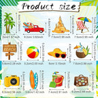 Geelin 36 Pcs Summer Wood Hanging Ornaments for Tree Mini Tree Decorations Hawaiian Beach Wooden Pendant Decorations with String for Luau Party Supplies(Beach)