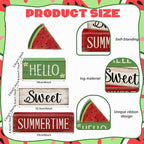Moucuny 4 Pcs Summer Wooden Table Decor Watermelon Tiered Tray Decor Farmhouse Table Decoration Hello Sweet Watermelon Book Block Summer Decoration for Home Office Kitchen Mantel Shelf