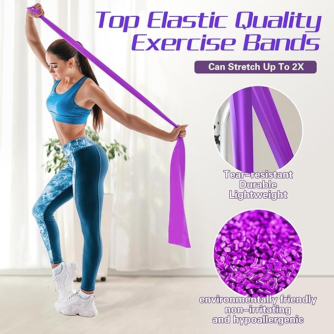 5 Pcs Resistance Bands for Working Out, Latex Free, Physical Therapy Bands, Exercise Bands Set for Stretching, Suitable for Rehab, Yoga,Pilates, Home Gym