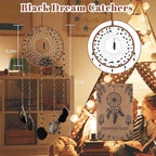 Black Dream Catcher Crystal Dreamcatcher Sun Catchers with Crystals Wall Window Hangings Bedroom Home Decor Gift for Girls Boys Adults