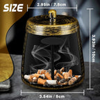 Ashtray for Cigarettes Outdoor, Outdoor Ashtray with Lid for Cigarette, Metal Odorless Windproof Smokeless AshTray for Patio Home Office Tabletop Balcony