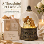 Dog Memorial Gifts for Loss of Dog Sympathy Gift，Snow Globe with Auto Swirling Glitter & 6H Timer, Battery or USB Powered, Dog Passing Away Gifts for Home Decor