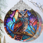 Stained Glass Suncatcher Ornament - Owl Christmas Decorations - Christmas Ornaments for Tree - Holiday Present Ideas - Gift Exchange