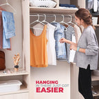 Neaties Plastic Hangers 20 Pack - Made in the USA - 6lb Capacity Standard Clothes Hangers with Strap Hooks for Dresses, Lingerie, Shirts, Pants, and Jackets - White & Rose