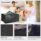 12 Pack Heavy Duty Extra Large Moving Bags W/Backpack Straps - Strong Handles & Zippers, Storage Totes For Space Saving, Fold Flat, Alternative to Moving Box and Storage Bin, Black