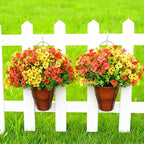 24 Bundles Artificial Fall Flowers for Outdoor Realistic Faux Flower Garden Home Decoration,Hanging Autumn Fall Decor Daisy with Eucalyptus Leaves Fake Plants Greenery Porch Patio Front Door Decors