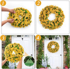 20 Inch Spring Summer Wreaths for Front Door, Artificial Flowers Violet Silk Floral Wreaths with Fake Plants Green Eucalyptus Leaves for Outdoors Farmhouse Wall Wedding Porch Home Decor
