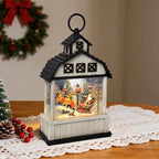 11-Inch Lighted Barn Lantern Swirling Water Glitter Globe with Santa Sleigh Scene, Battery Operated, 8H Timer, Holiday Sparkling Gift and Indoor Christmas Home Décor (Barn)