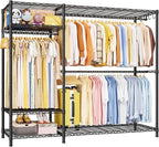 Ulif F7 Plus Garment Rack, Heavy Duty Clothes Rack, Clothing Racks for Hanging Clothes, 6-Tiers Freestanding Portable Closet Storage Rack 68'' W × 14.6'' D × 76.6'' H, Max Load 850 Lbs, Black