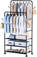 Whitmor Heavy Duty Adjustable Garment Rack-Rolling Clothes Organizer, Black and Chrome