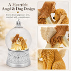 Dog Memorial Gifts for Loss of Dog Sympathy Gift, Snow Globe with Auto Swirling Glitter & 6H Timer, Battery or USB Powered, Dog Passing Away Gifts for Home Decor