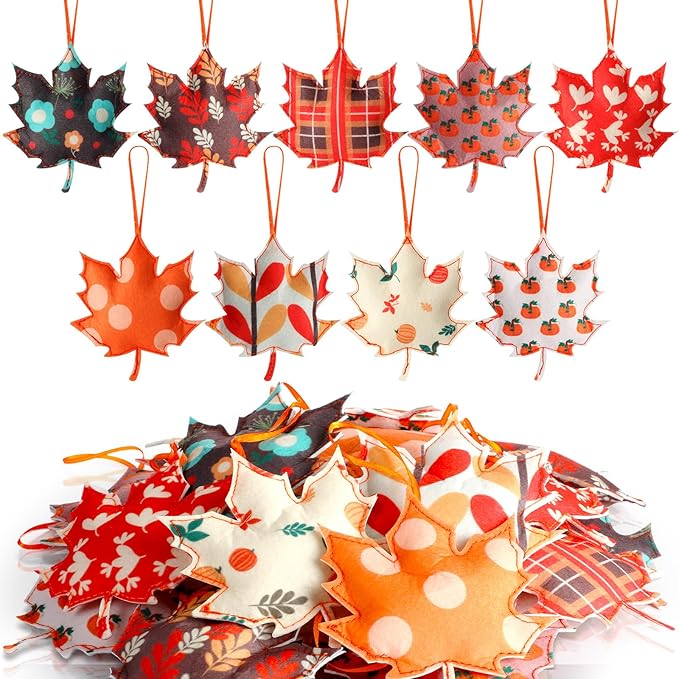 Tudomro 27 Pcs Fall Tree Decoration Autumn Thanksgiving Leaves Tree Ornaments Thanksgiving Decor 3D Felt Leaves Pumpkin Autumn Hanging Ornaments for Home Decor Party Favors(Cute Style)