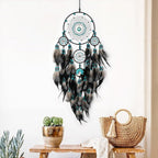 Large Dream Catchers, Boho Handmade Woven Black Dream Catchers Wall Hanging for Bedroom Living Room Dorm Room Decor, Adults Wedding Party Decor, Festival Blessing Gift (Turquoise & Black)