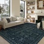 Lahome Washable 9x12 Area Rugs for Living Room,Black Boho Rugs for Bedroom,Dark Lurxry Non Shedding Carpet for Dining Room Apartment Dorm Office Aesthetic Decor