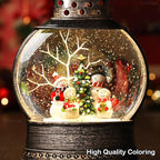 Snowman Snow Globe 12 Inch Christmas Snow Globe Lantern, Lighted Christmas Decorations Indoor for Home Light Up Musical Snowman Decor with Music Timer Swirling Glitter, USB or Battery Operated