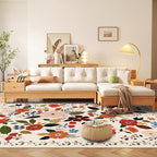 U'Artlines 6x9ft Floral Area Rug, Machine Washable Ultra Soft Low Pile Non Slip Non Shedding Accent Floor Carpet for Living Room, Bedroom, Dining Room, Office (Beige)