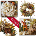 WANNA-CUL 24 Inch Fall Spring Wreaths for Front Door with Hydrangea,Little Pumpkins-Fall Decorations for Home,Fall Door Wreath Decor for Summer,Autumn,Harvest, Halloween or Thanksgiving