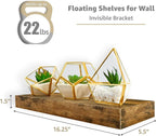 Sorbus Floating Shelves for Wall – 16 Inch Floating Shelf for Kitchen, Bedroom, Living Room, Bathroom, Home & Wall Decor - Mounted Bathroom Shelves with Invisible Brackets (Rustic Brown, 3 Pack)