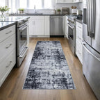 Washable Area Rug 3x8 Entryway Rug: Washable Modern Abstract Soft Thin Rug Indoor Floor No Slip Stain Resistant Carpet for Bedroom Dining Room Farmhouse Nursery Home Office - Dark Black