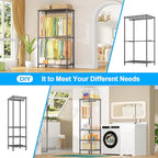 Ulif E10 Clothes Rack（With Stretchable Hanger Rod）Freestanding Clothing Racks for Hanging Clothes，Adjustable Closet Organizer System，Portable Garment Rack 73-97" W x 15" D x 72" H，Max Load 800LBS，Grey