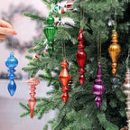 Mifoci 8 Pcs 6 Inch Mercury Glass Finial Christmas Ornaments Hanging Christmas Finials Glass Ornaments Assorted Mercury Decor for Vintage Holiday Xmas Tree Decoration(Mixed Color)