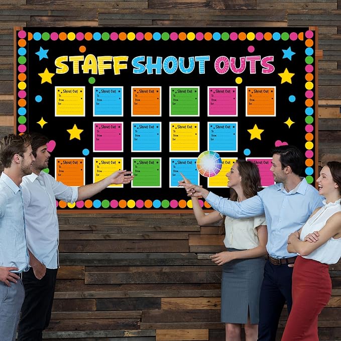 Pajean Staff Shout Out Bulletin Board Decorations Employee Shout Out Classroom Decor Attendance Bulletin Board Set with Appreciation and Recognition DIY Craft Cutouts for Welcome Back School Supplies