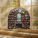 Book and Flower Acrylic Suncatcher, Book Suncatchers for Window Hangings, Bookish Gifts for Readers Book Lovers Bookworm, Gift for Mother's Day, Women, Mom, Wife, Grandma
