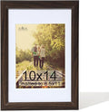KTKDE 10x14 Picture Frame,Display Pictures 8.5x11 with Mat or 10x14 Without, Tempered Glass,14 by 10 Walnut Wooden Frame Wall Gallery Poster Frame best gift