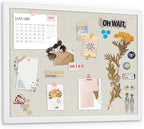 AKTOP White Cork Bulletin Board with Linen 18" X 24", Large Framed Corkboard for Wall, Hanging Pin Board Picture Board for Home Office Decor, Cute Vision Board with Pushpins