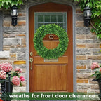 LZNPA Boxwood Wreaths for Front Door Realistic 22Inch，Spring Wreaths for Front Door Outside ，Front Door Wreath All Season，Green Wreath for Spring Farmhouse Porch Wall Wedding Room Home Decor
