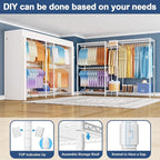 Ulif E12C Max Heavy Duty Closet Organizer System，Freestanding Clothing Rack, Adjustable Garment Rack 83" W x 16" D x 76.5" H Holds 1060 lbs, White Clothing Rack with White Dustproof Cover