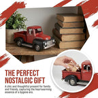 Vintage Farmhouse Black Red Truck Pickup Truck Rustic Metal Home Decor Collectible Vehicle Car Model Home Table Desktop Tabletop Gift Decoration