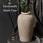 Emotionally Grounded Vase, Vaseking Large Ceramic Rustic Vase, 11 inch Minimalist Decorative Farmhouse Tall Vases for Home Decor, Living Room, Enterway, Table Decoration, Brown