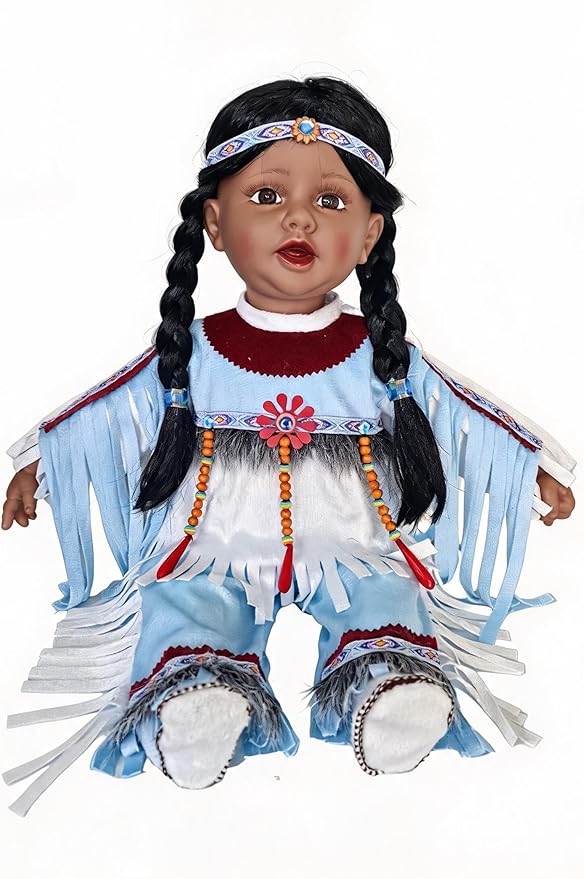 KINNEX COLLECTIONS SINCE 1997 22" Collectible Native American (Indian) Vinyl Doll - VM221130 (Blue-Tanvi)