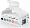 Neaties Plastic Hangers 30 Pack – Made in The USA – 6lb Capacity Standard Clothes Hangers with Notches and Reinforced Edges for Dresses, Lingerie, Shirts, Pants, and Jackets – White
