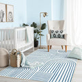 Lahome Abstract Washable Rugs, 4x6 Blue Rug for Bedroom Nursery Soft Non Slip Modern Living Room Rug, Ultra-Thin Non-Shedding Throw Carpet for Entryway Kitchen Office(4'x6',Blue/White)
