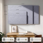 Large Bulletin Board, 35 X 17 Inches Felt Cork Board with 40 Pushpins, Foldable Felt Notice Pin Board Photo Display Board with Self-Adhesive Tape for Office Home School (Light Gray, 35x17 inch)