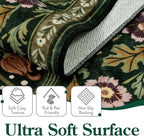 Moynesa Floral Hallway Runner Rug 2'8" x 8', Washable Non Skid Kitchen Rug, Boho Green Soft Ultra Thin Botanical Carpet Runners for Entryway Bathroom Laundry Room, Green