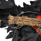 Artificial Flower Swag, Rose Eucalyptus Floral Swag Black Decorative Swag, Decorative Swag with Black Eucalyptus Leaves for Halloween Home Front Door Lintel Wedding Arch Party Tabletop Wall Decor(A2)