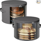 Ofiray-home 2 Pack Large Clear Hat Storage Boxes, Hold up to 7-9 Hats, Hat Organizer for Closet, Durable & Foldable, Hat Box with Carrying Handles for Round Brim, Wide-Brim, Cowboy, Sun Hat (Gray)