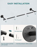 OROPY Industrial Pipe Clothing Rack, Wall Mounted Clothes Rack, Closet Rods For Hanging Clothes, 33" Multi-purpose Hanging Rod for Laundry Room, Bedroom and Closet Storage