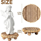 HouseJoy 2Pcs Wood Risers for Display Decorative,Round Beaded Riser Distressed for Decor ,Wooden Farmhouse Coasters Mini Cake Stand Plant Stand,Rustic Pedestal Stand Decor Display Risers for Tiered