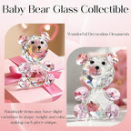 H&D Pink 3D Little Bear Crystal Figurine Paperweights Glass Xmas Decor