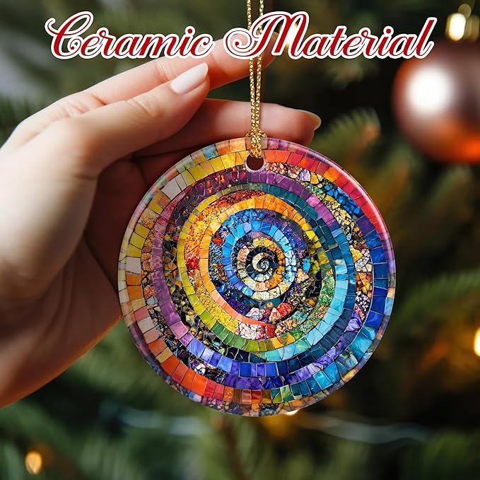 Christmas Ornament, Xmas Decorations for Tree, Christmas Tree Ornaments, Hanging Ornaments for Home Decor, Holiday Ornament, Gifts for Art Lovers, Holiday Party Gifts, Xmas Gift Ideas - Rainbow Spiral