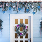 Jetec 8 Pieces Christmas Ornaments Glitter Christmas Tree Hanging Decoration Decorative Artificial Pine Cones Flowers Hanging Ornaments for Winter Wreath Holiday Decor(Blue)