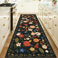 U'Artlines 2'6" x 8' Boho Runner Rug for Hallways Kitchen Colorful Floral Soft Non Slip Washable Floor Carpet Runners for Entryway Laundry Room Bathroom Black Green