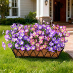 INQCMY Artificial Fake Flowers for Outdoor Spring Decoration,12 Bundles Faux Silk Colorful Morning Glory with Eucalyptus UV Resistant Realistic Fake Plants for Outside Planter Porch Patio Yard Garden