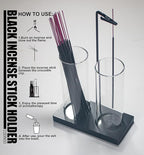 2 in 1 Incense Holder for Sticks Incense Burner Holder with Storage,Glass Upside Down Incense Holder for Sticks with Glass Ash Catcher for Meditation Yoga Spa Room Home Decor[2 Long Black]