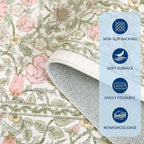 GarveeHome Pink and Green Vintage Floral 2x6 Runner Rug Washable Kitchen Rugs Non Slip Boho Long Rug for Hallways Bedroom Entryway Bathroom Mat with Rubber Back Beige