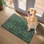 Floral Non-Slip Washable Entryway Rug, 2x3 Boho Forest Design Green, Soft Indoor Door Mat for Kitchen, Bedroom & Bathroom, Ultra-Thin Easy Clean Small Throw Carpet